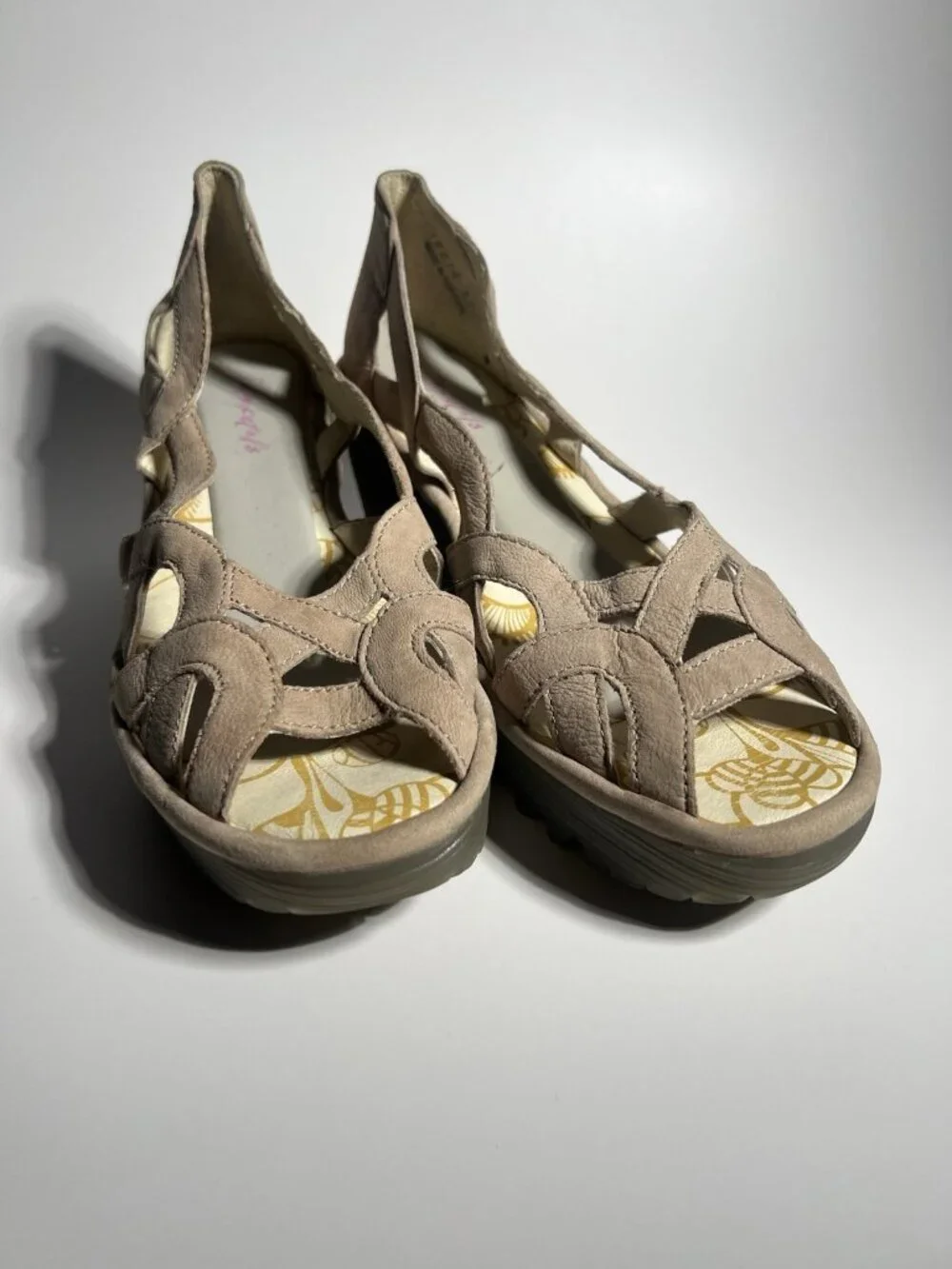 Fly London Yadi Leather Wedge Shoes Olive Green Women’s EU 38 US 7.5